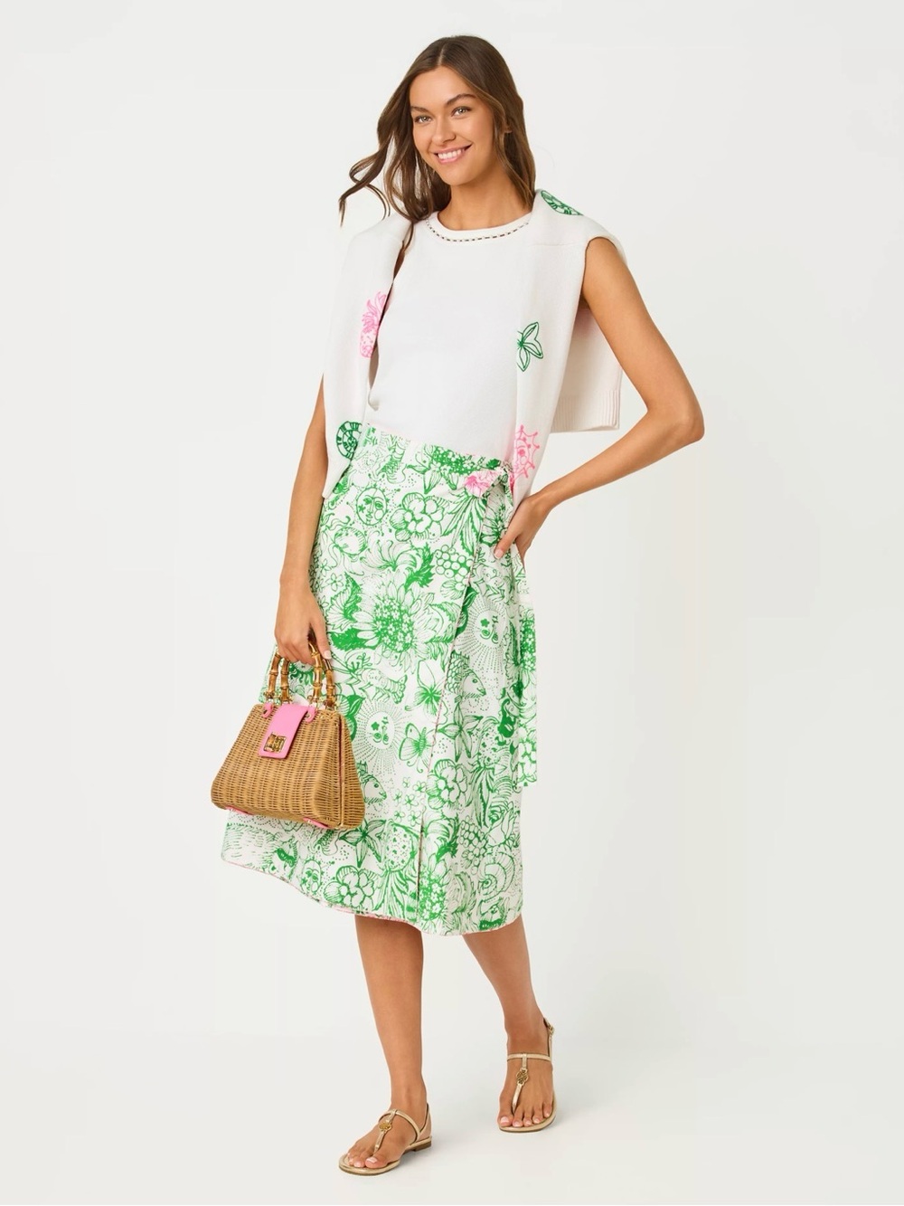 Lilly Pulitzer Leena Top Handle Wicker Bag - Picture 3 of 12